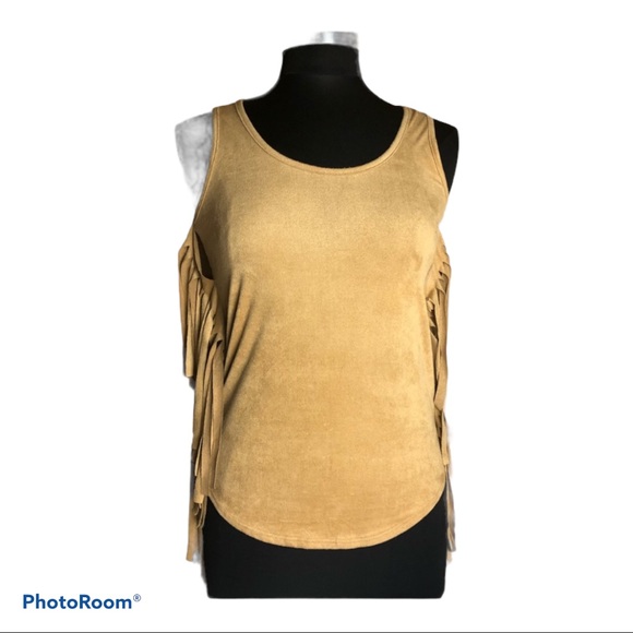 Faux buckskin w/ fringe tank top tan size XS Rue21 - Picture 1 of 11
